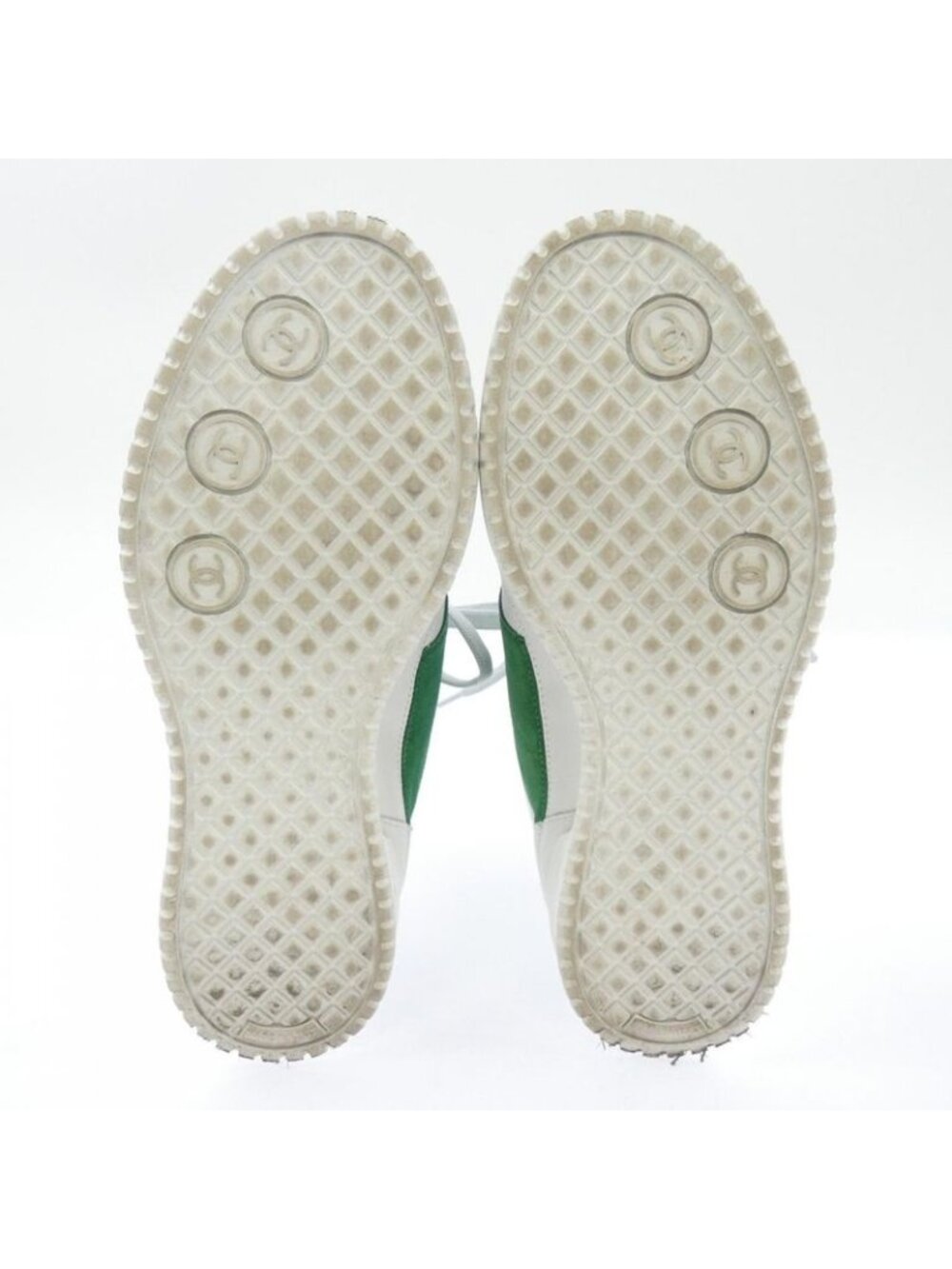 Chanel Tennis Sneakers Suede Calfskin White Green - Picture 4 of 6